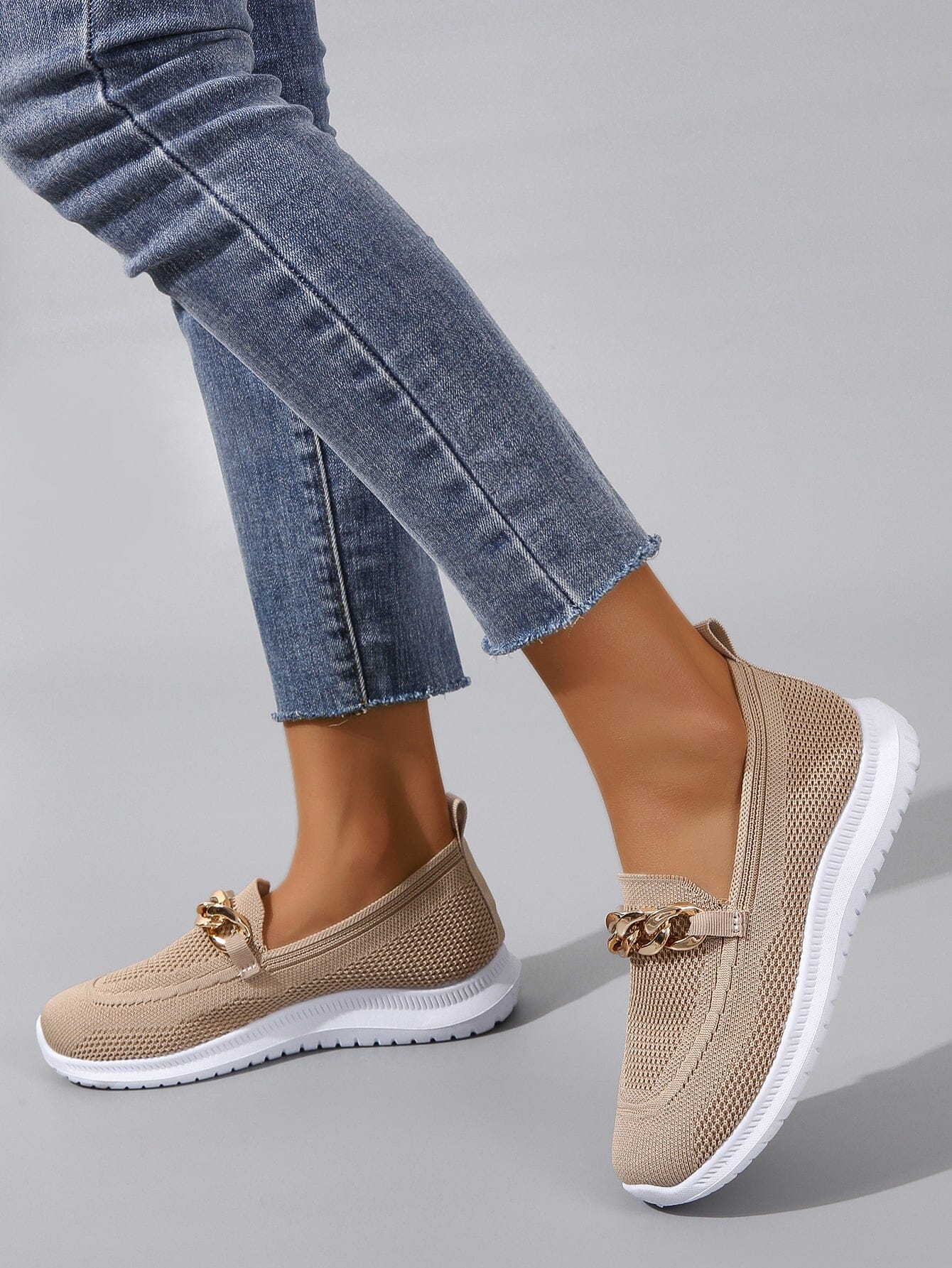 Damskie Wygodne Oddychające Sneakersy Slip-On z Łatwym Zakładaniem