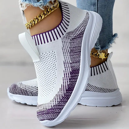 Kobiece Stylowe Oddychające Sneakersy z Okrągłym Czubkiem